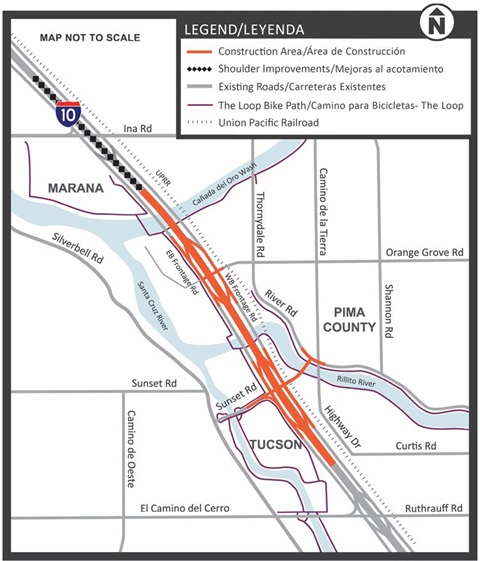 i-10 reconstruction ruthrauff and ina map