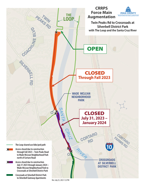 Loop closure south of Twin Peaks Road to south of Cortaro Road