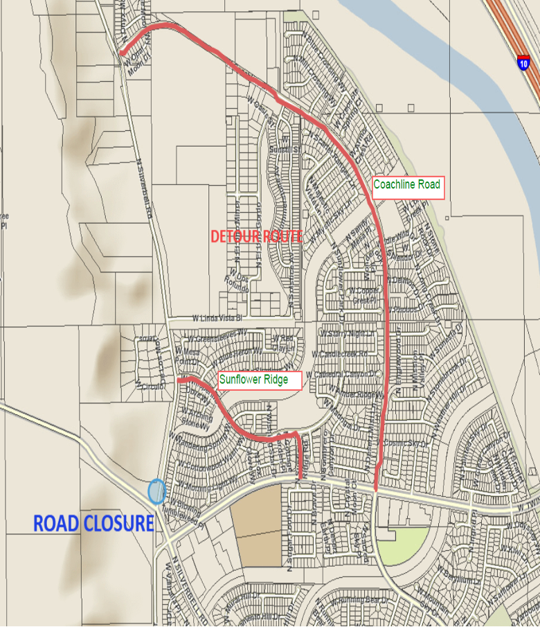 Old Silverbell detour map