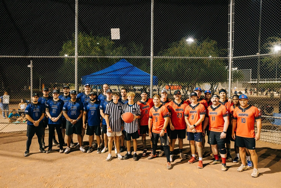 Marana National Night Out kickball teams with police and fire