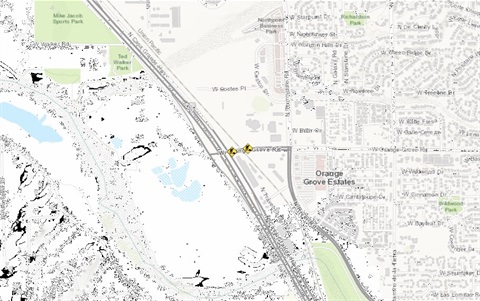 map of the Orange Grove Lane Closure