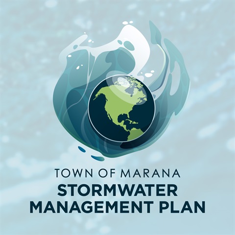 Stormwater Management Plan graphic with globe and water